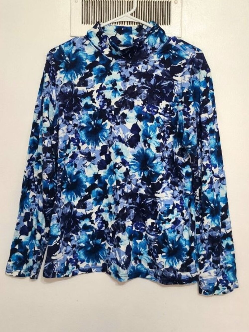 Blue Floral Turtleneck